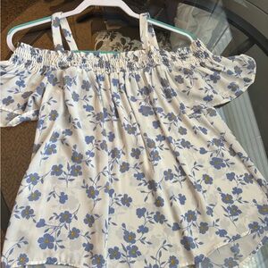 Sienna Sky Off-Shoulder Top with Blue and Yellow Floral Design size large